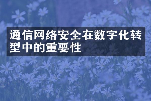 通信网络安全在数字化转型中的重要性