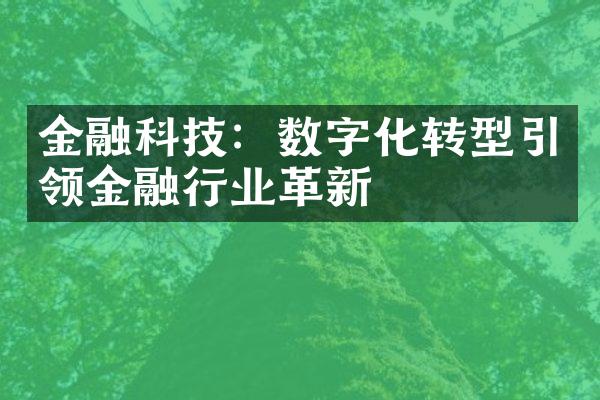 金融科技：数字化转型引领金融行业革新