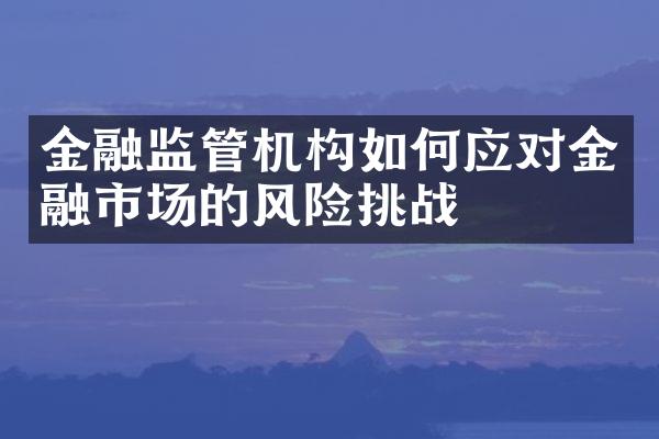 金融监管机构如何应对金融市场的风险挑战