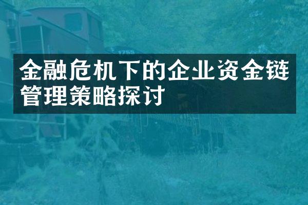 金融危机下的企业资金链管理策略探讨