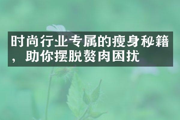 时尚行业专属的瘦身秘籍，助你摆脱赘肉困扰