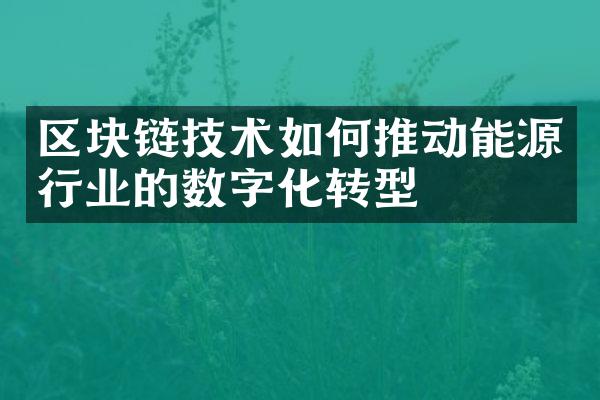 区块链技术如何推动能源行业的数字化转型