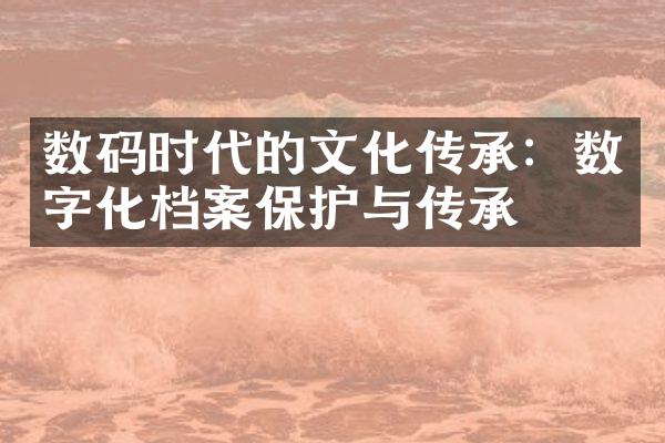 数码时代的文化传承：数字化档案保护与传承