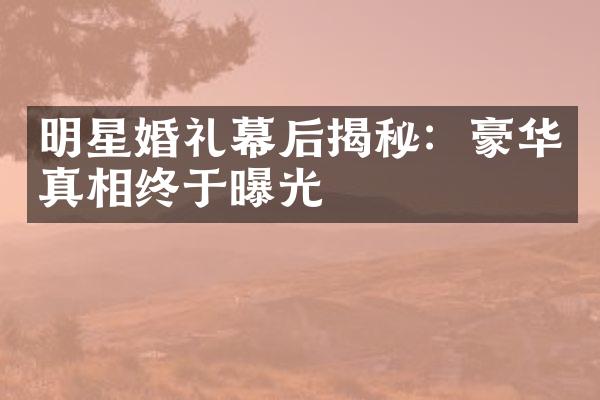 明星婚礼幕后揭秘：豪华真相终于曝光