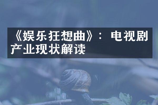 《娱乐狂想曲》：电视剧产业现状解读