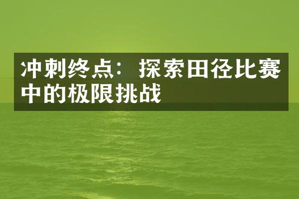 冲刺终点：探索田径比赛中的极限挑战