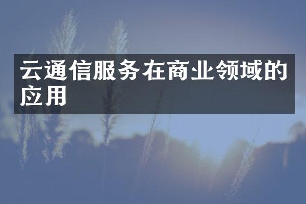 云通信服务在商业领域的应用