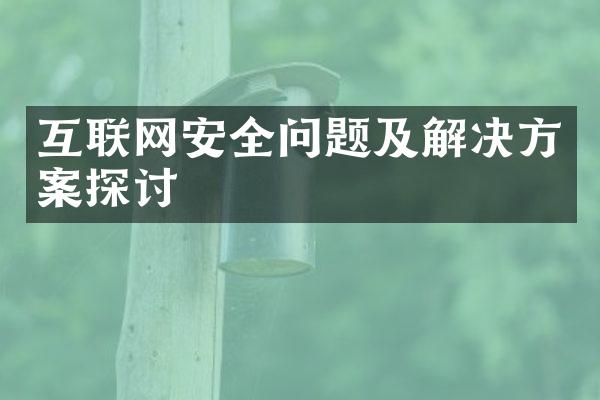 互联网安全问题及解决方案探讨