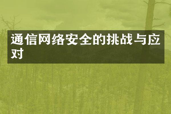 通信网络安全的挑战与应对