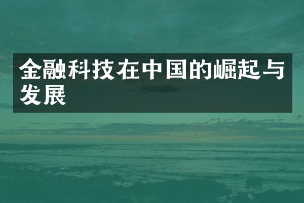 金融科技在中国的崛起与发展