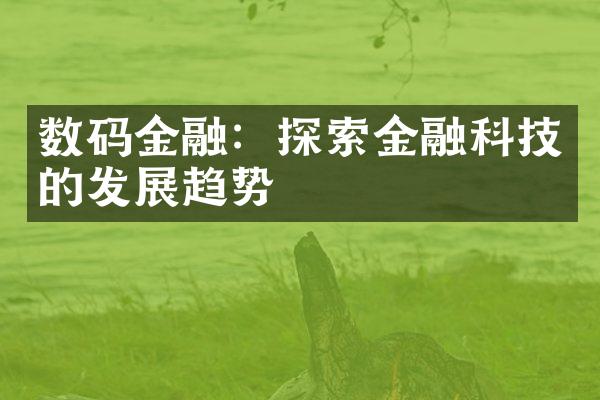 数码金融：探索金融科技的发展趋势