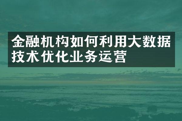 金融机构如何利用大数据技术优化业务运营