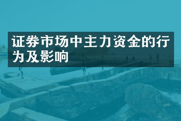 证券市场中主力资金的行为及影响