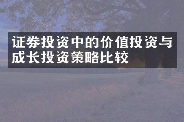 证券投资中的价值投资与成长投资策略比较