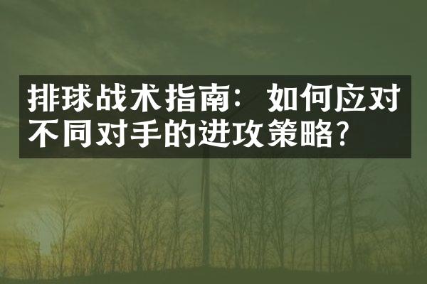 排球战术指南：如何应对不同对手的进攻策略？