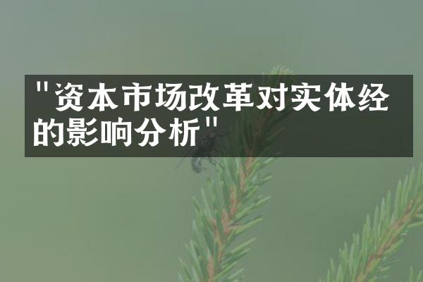 "资本市场改革对实体经济的影响分析"