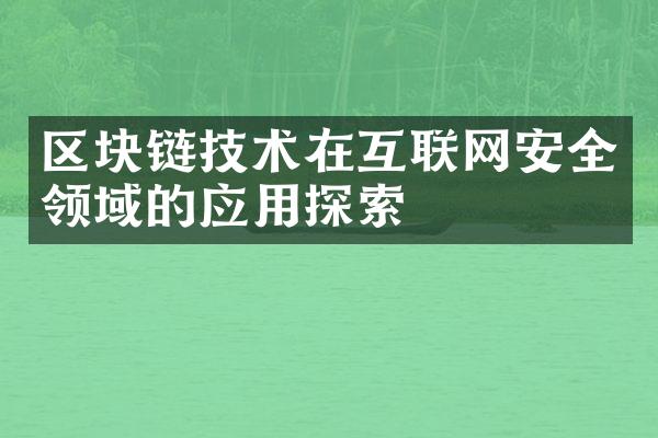 区块链技术在互联网安全领域的应用探索