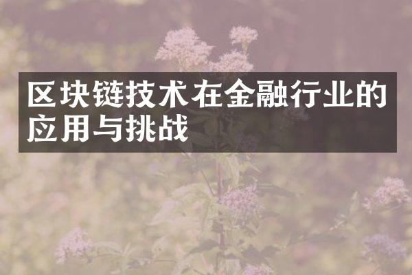 区块链技术在金融行业的应用与挑战