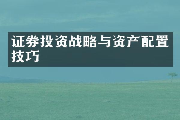 证券投资战略与资产配置技巧