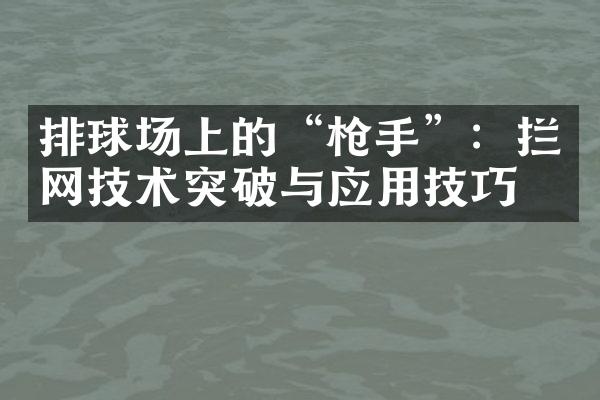 排球场上的“枪手”：拦网技术突破与应用技巧