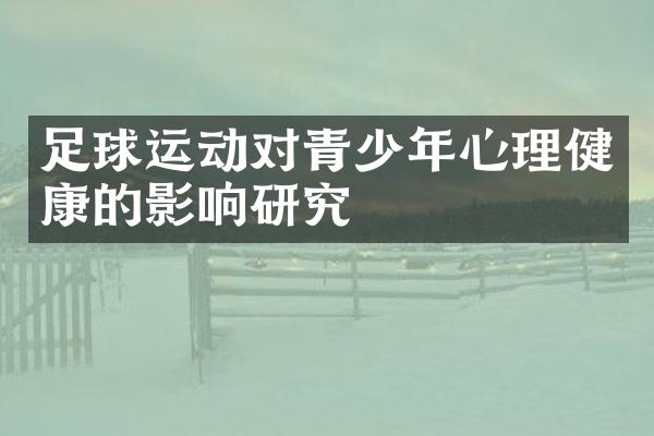 足球运动对青少年心理健康的影响研究