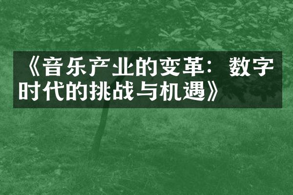 《音乐产业的变革：数字时代的挑战与机遇》