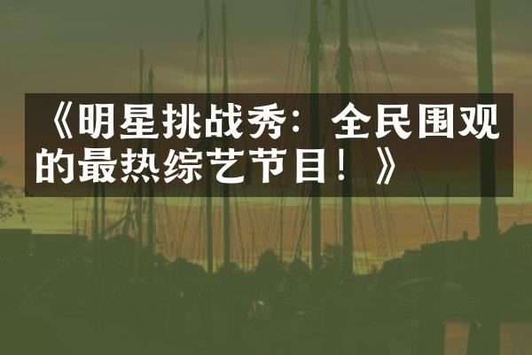 《明星挑战秀：全民围观的最热综艺节目！》