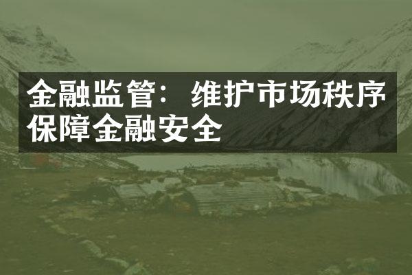 金融监管：维护市场秩序保障金融安全