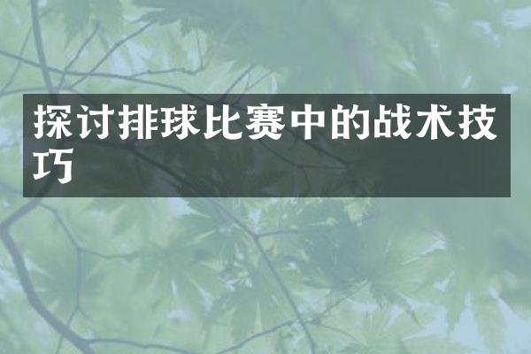 探讨排球比赛中的战术技巧