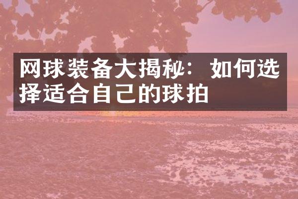 网球装备大揭秘：如何选择适合自己的球拍