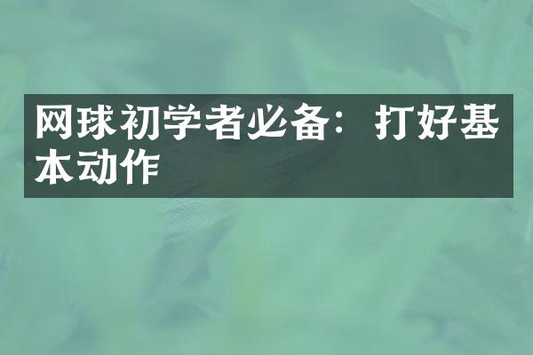 网球初学者必备：打好基本动作