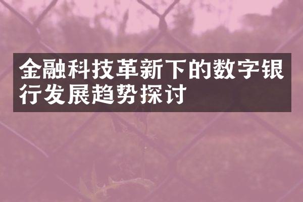 金融科技革新下的数字银行发展趋势探讨