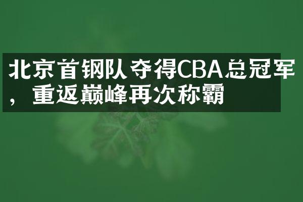 北京首钢队夺得CBA总冠军，重返巅峰再次称霸