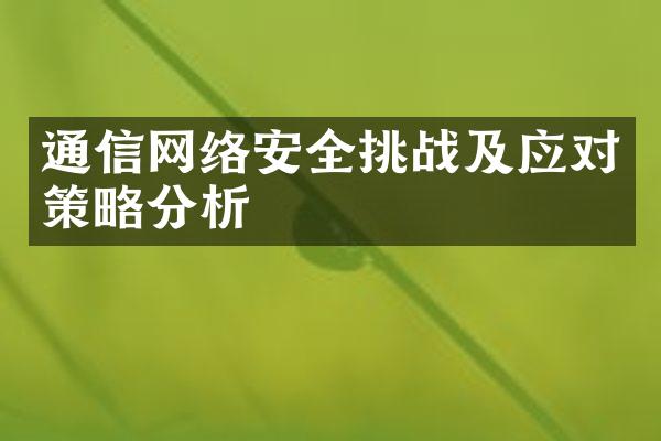 通信网络安全挑战及应对策略分析