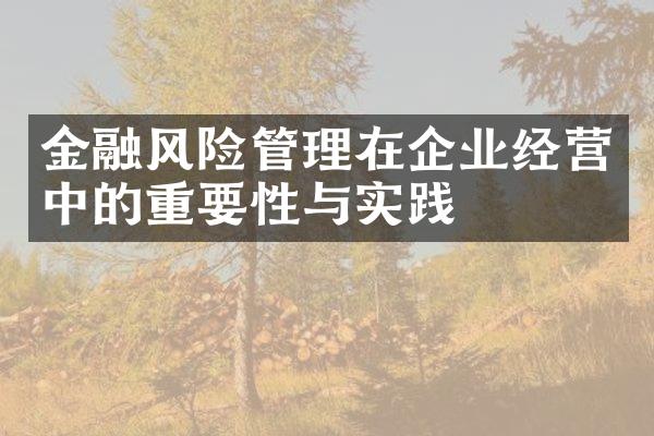 金融风险管理在企业经营中的重要性与实践