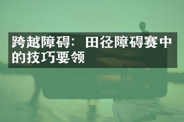 跨越障碍：田径障碍赛中的技巧要领