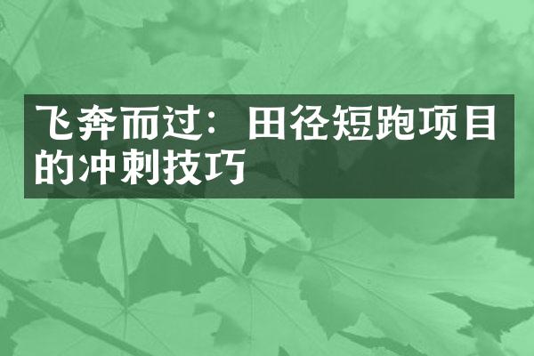 飞奔而过：田径短跑项目的冲刺技巧