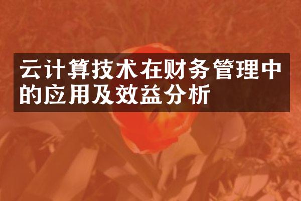 云计算技术在财务管理中的应用及效益分析