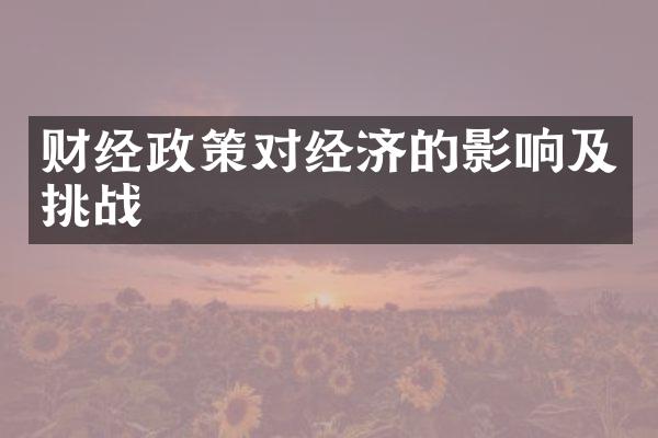 财经政策对经济的影响及挑战