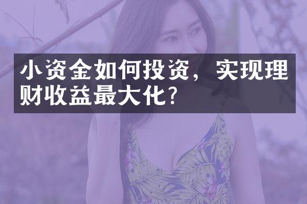 小资金如何投资，实现理财收益最大化？