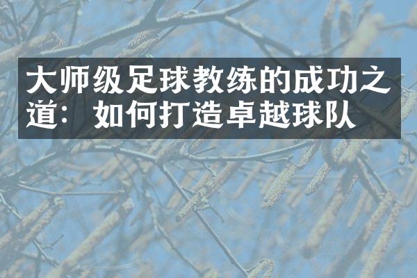 大师级足球教练的成功之道：如何打造卓越球队？