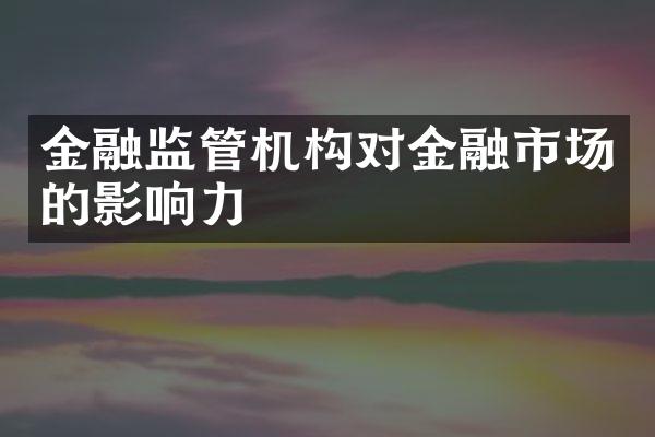 金融监管机构对金融市场的影响力