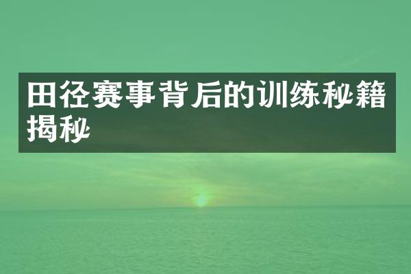 田径赛事背后的训练秘籍揭秘