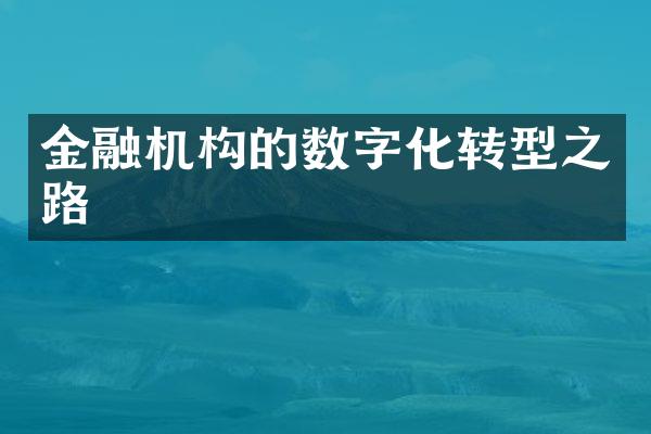 金融机构的数字化转型之路