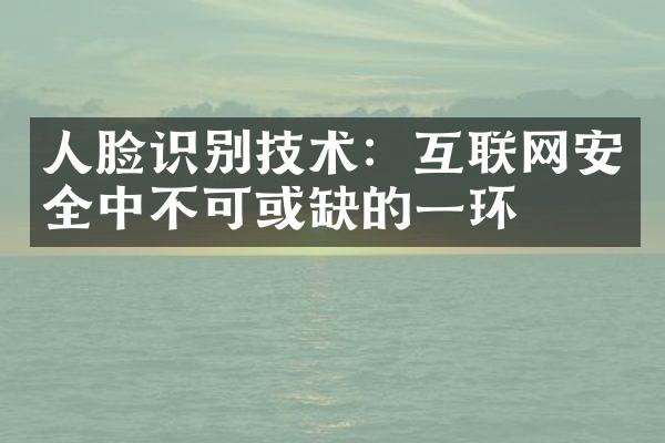 人脸识别技术：互联网安全中不可或缺的一环