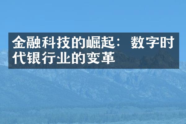 金融科技的崛起：数字时代银行业的变革