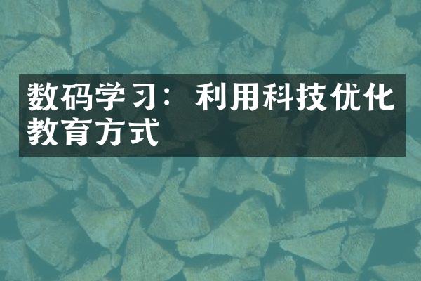 数码学习：利用科技优化教育方式