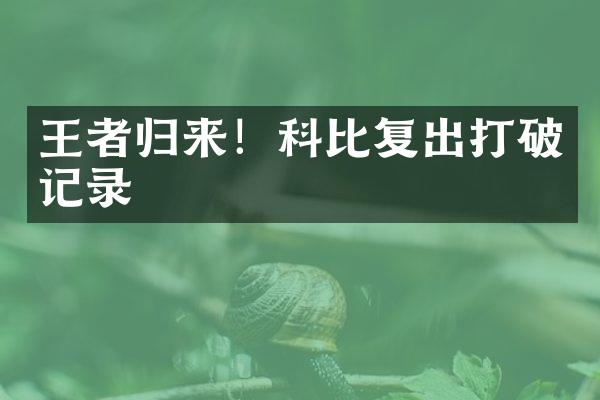 王者归来！科比复出打破记录