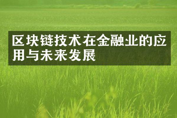 区块链技术在金融业的应用与未来发展