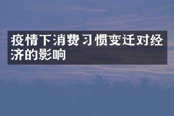 疫情下消费习惯变迁对经济的影响